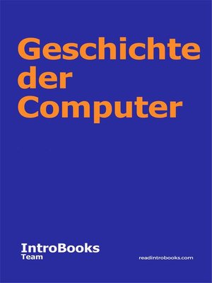 cover image of Geschichte der Computer